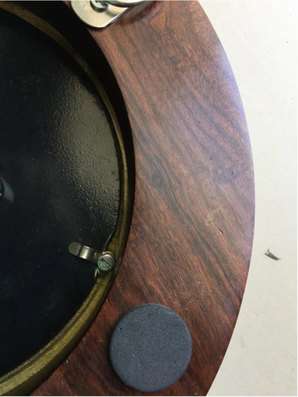 Nautical Ship’s Clock Porthole Look Brass & dark wood 10 Inch Working